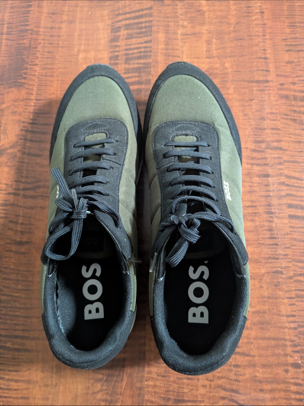 BOSS Olive Green and Black Lace-Up Sneakers Size 45 (12 US)